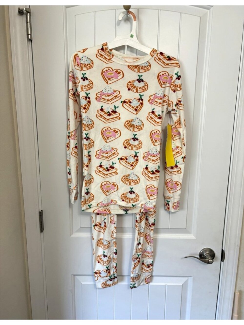 Cat & Jack Girls Fleece Pajama Set Size 14 Long Sleeve Snug Fit Food Print